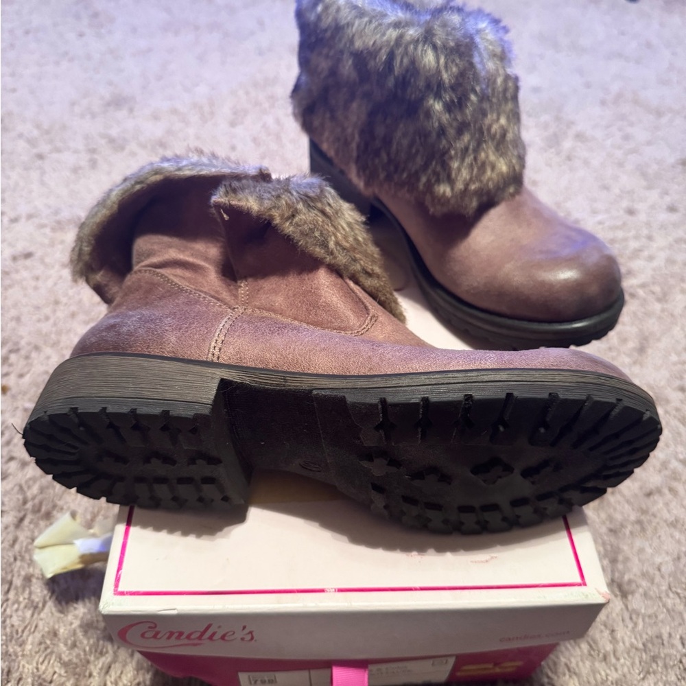 Candie's Tan Fur-Trimmed Winter Boots